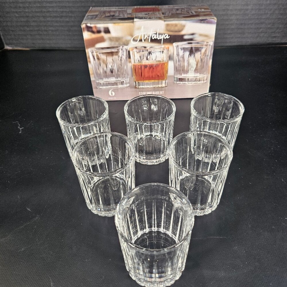 Antalya Shot Glasses Set Of 6 New In Box by Circleware. 2.3 Ounce Size
